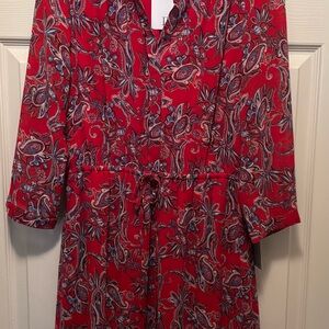 DR2 Red and Blue Paisley 3/4 Sleeve Dress